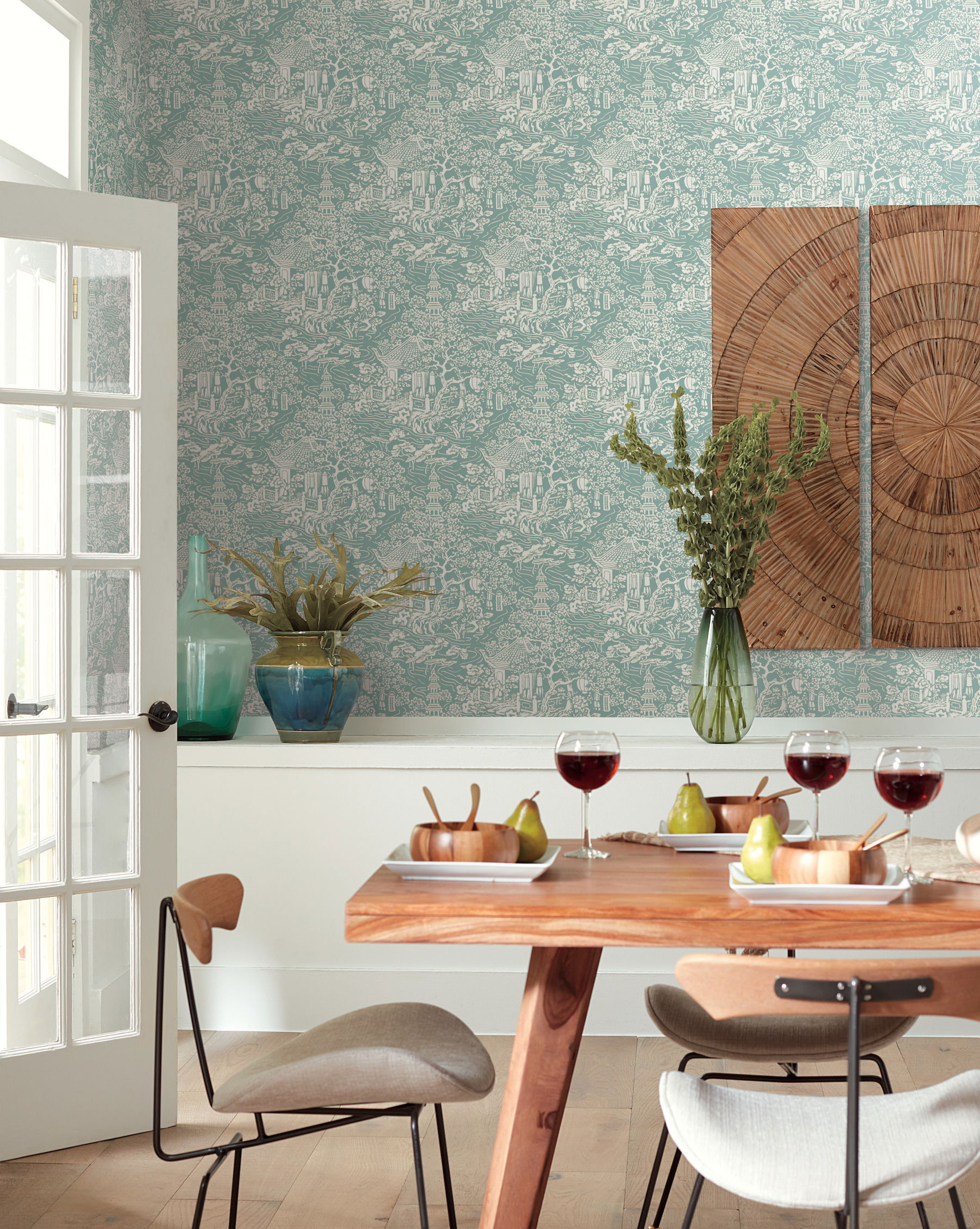 Chinoiserie Blue & Green Wallpaper large image 