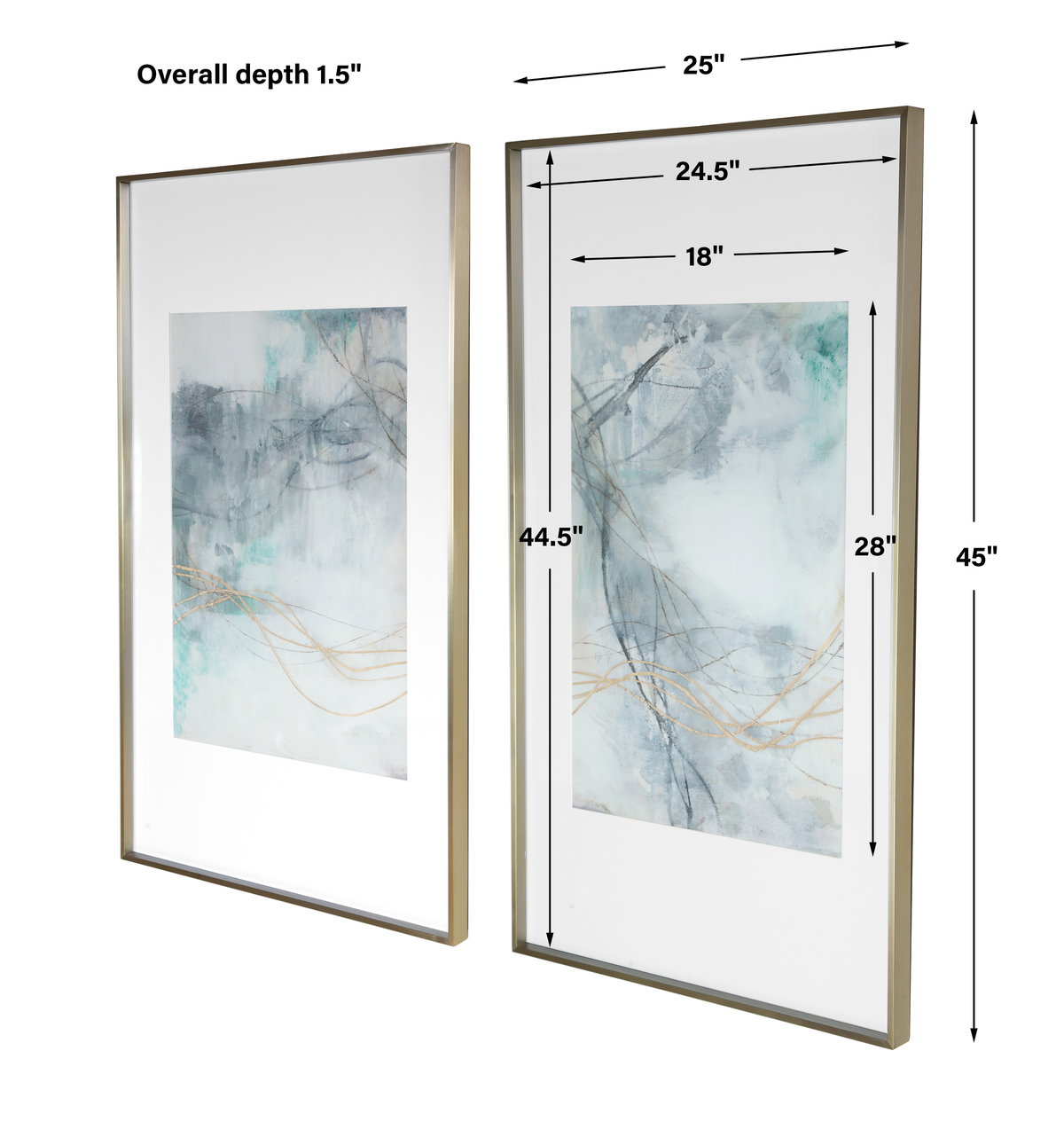 Undulating Oro Abstract Prints Set/2, Painting by Uttermost, 25" width x 45" height x 2" depth View 3