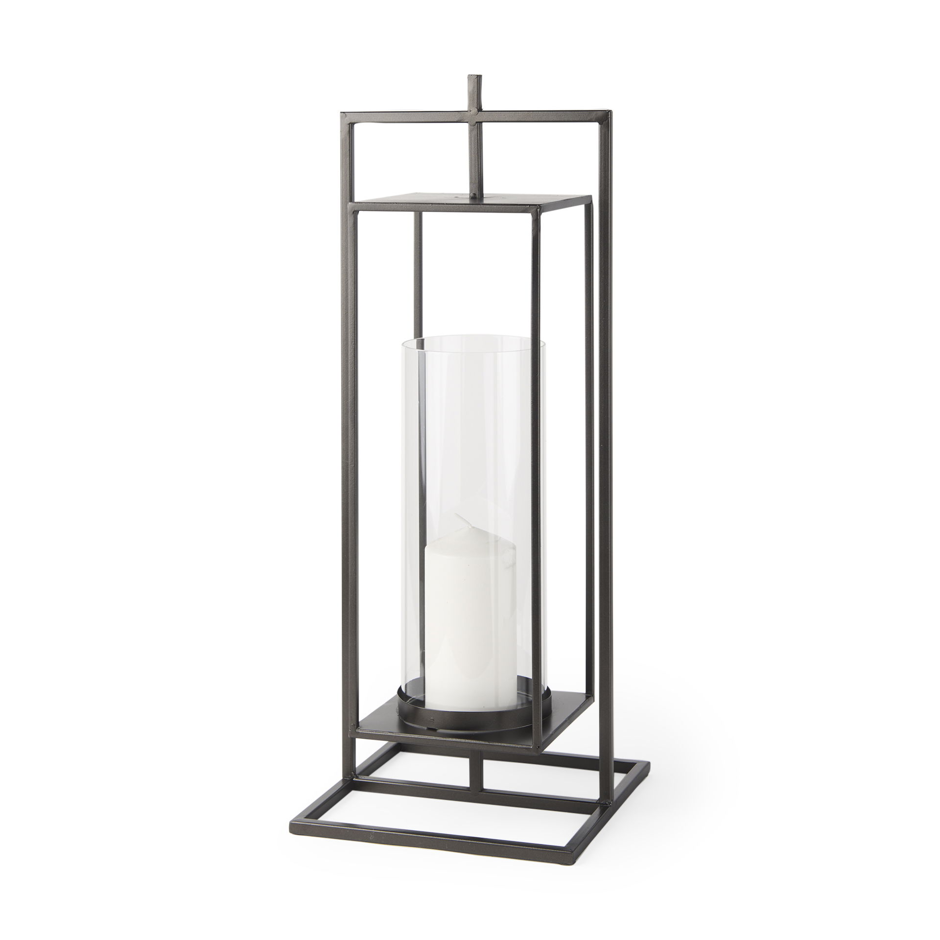 Albus I Large Black Metal Rectangular Table Candle Holder large image 