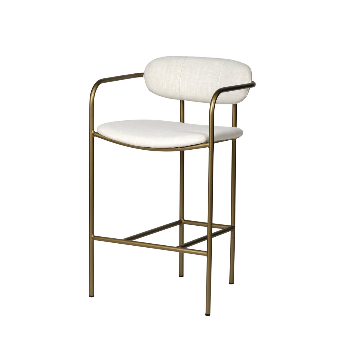 Parker  Cream Fabric Seat Gold Metal Counter Stool, Counter & Bar Stool by Mercana, 19" length x 19.75" width x 36" height View 1