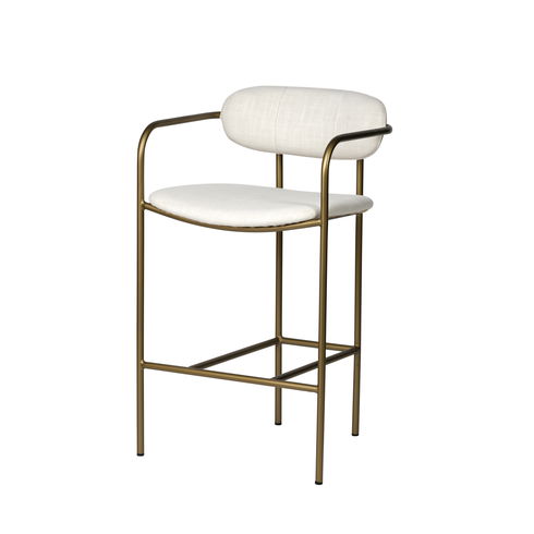 Parker Cream Fabric Seat Gold Metal Counter Stool