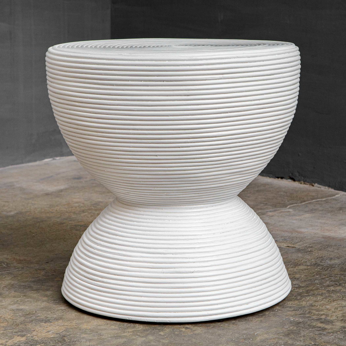 Bongo White Rattan Side Table, Side & End Table by Uttermost, 21.75" width x 22" height x 21.75" depth View 6