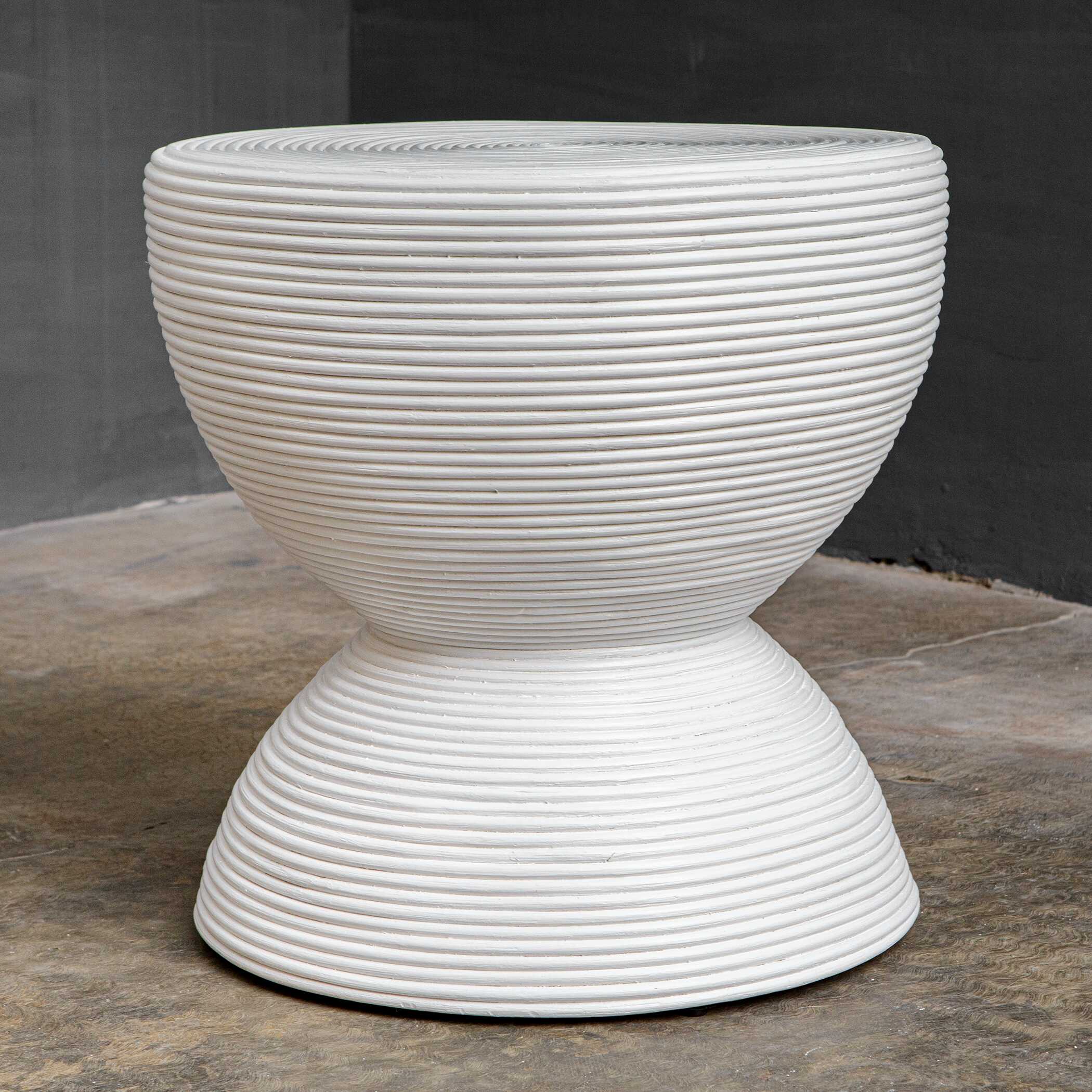 Bongo White Rattan Side Table large image 