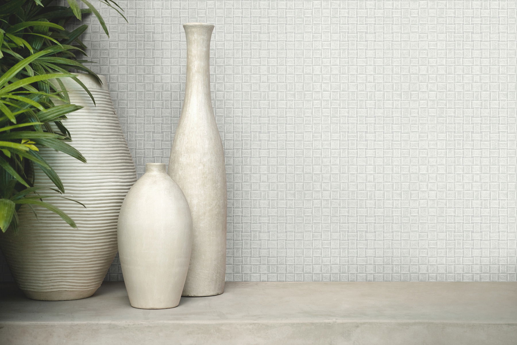 Paradise Island Weave Light Grey Wallpaper large image 