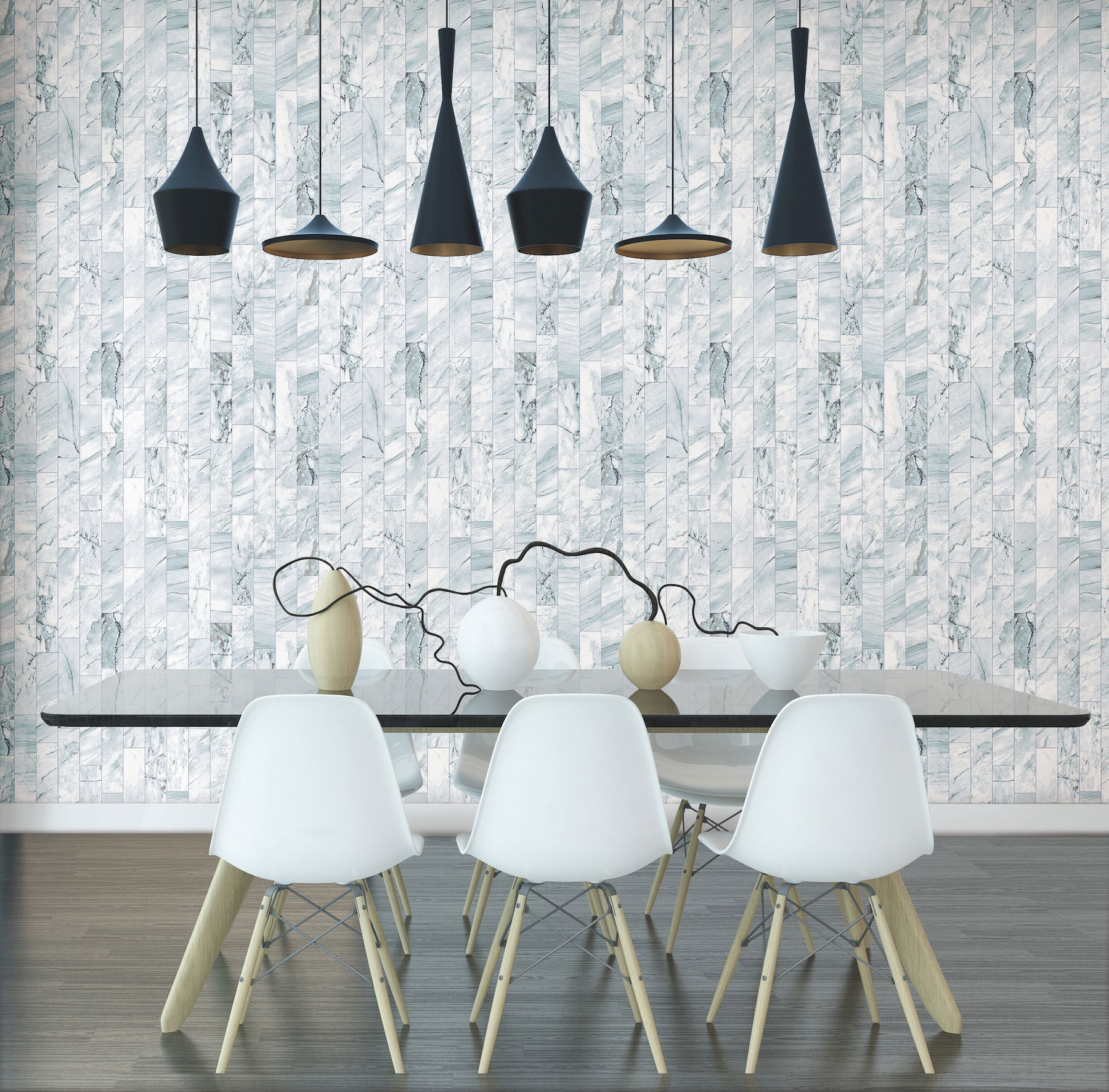 Marble Planks Light Blue Peel & Stick Wallpaper large image 