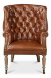 Welsh Leather & Jute Chair, Seating by Sarreid, 32" length x 33" width x 43" height thumbnail 2