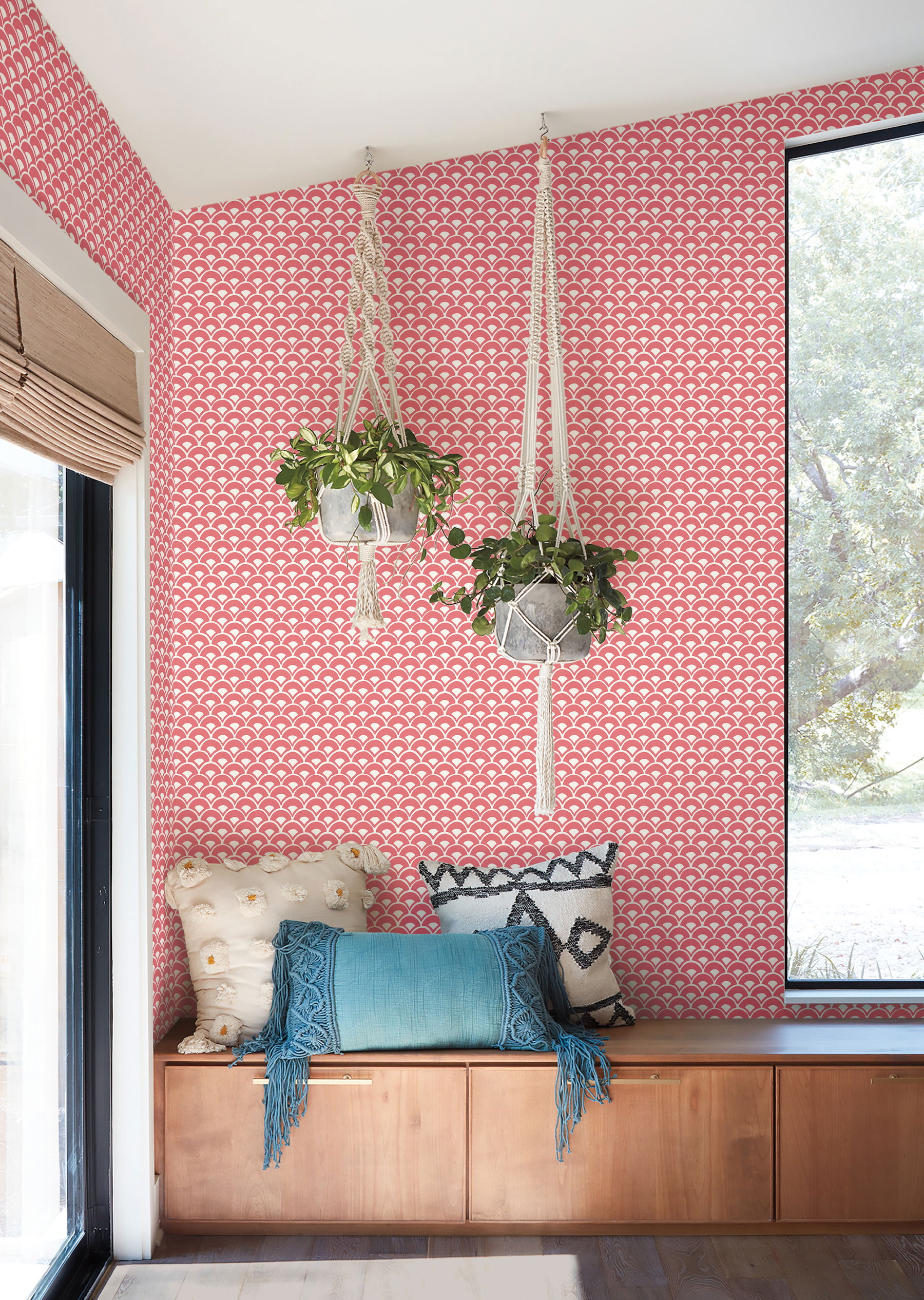 Stacked Scallops Pink Wallpaper, by York Wall, 33' length x 1'8.5" width x 0.02" depth View 2