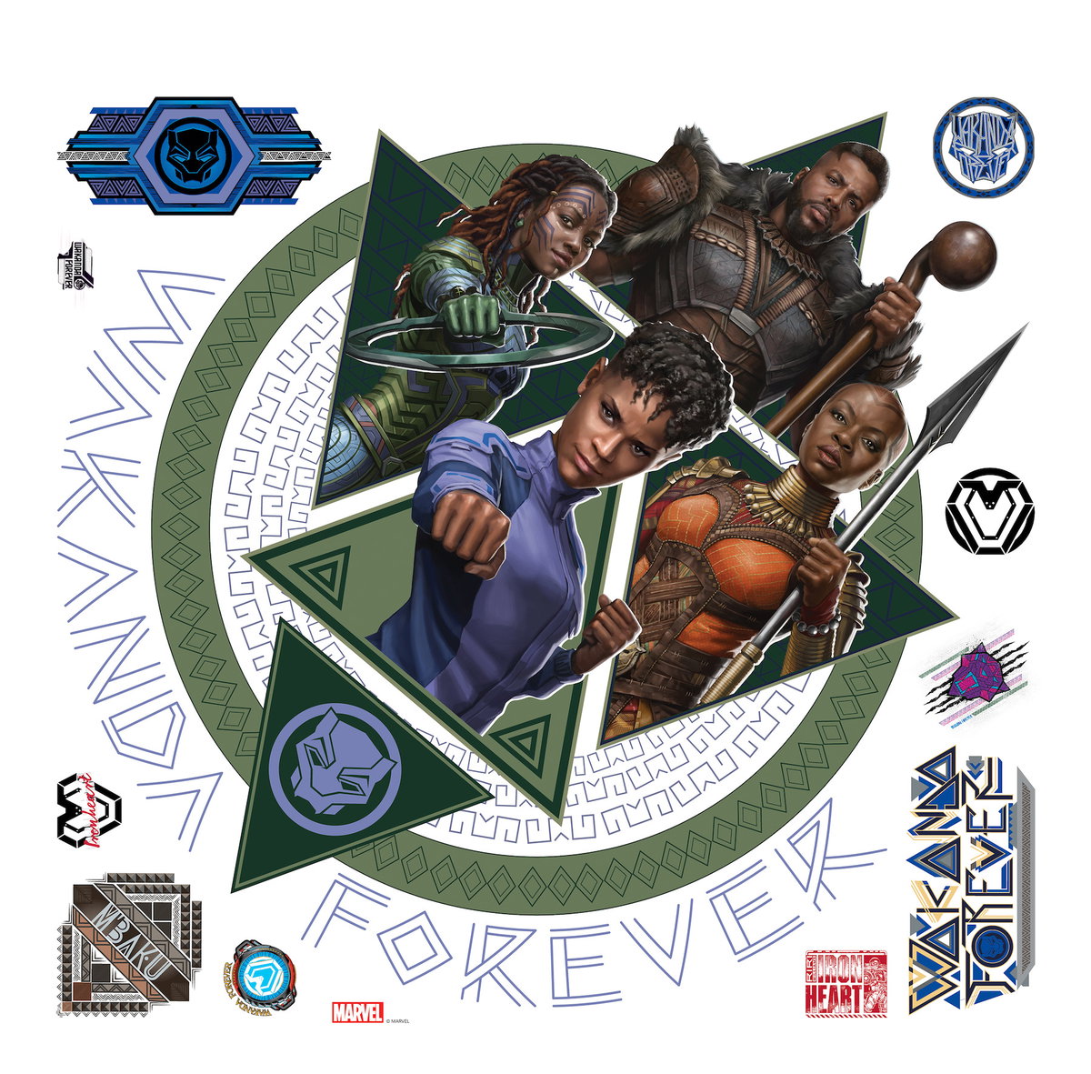 Wakanda Forever Giant Wall Decals, by York Wall, 1'4.8" length x 1'6.25" width x 0.02" depth