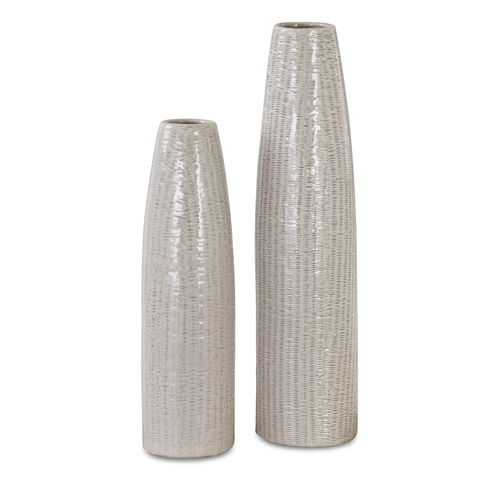 Sara Textured Ceramic Vases S/2