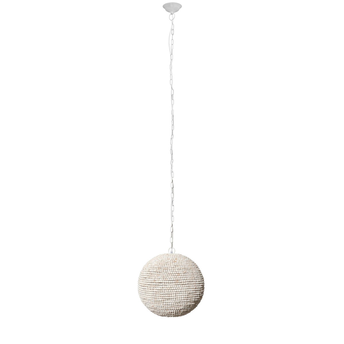 Theta 15.5x14.5 White-Washed Wood Beaded Pendant Light, by Mercana, 15.5" length x 15.5" width x 14.5" height View 4