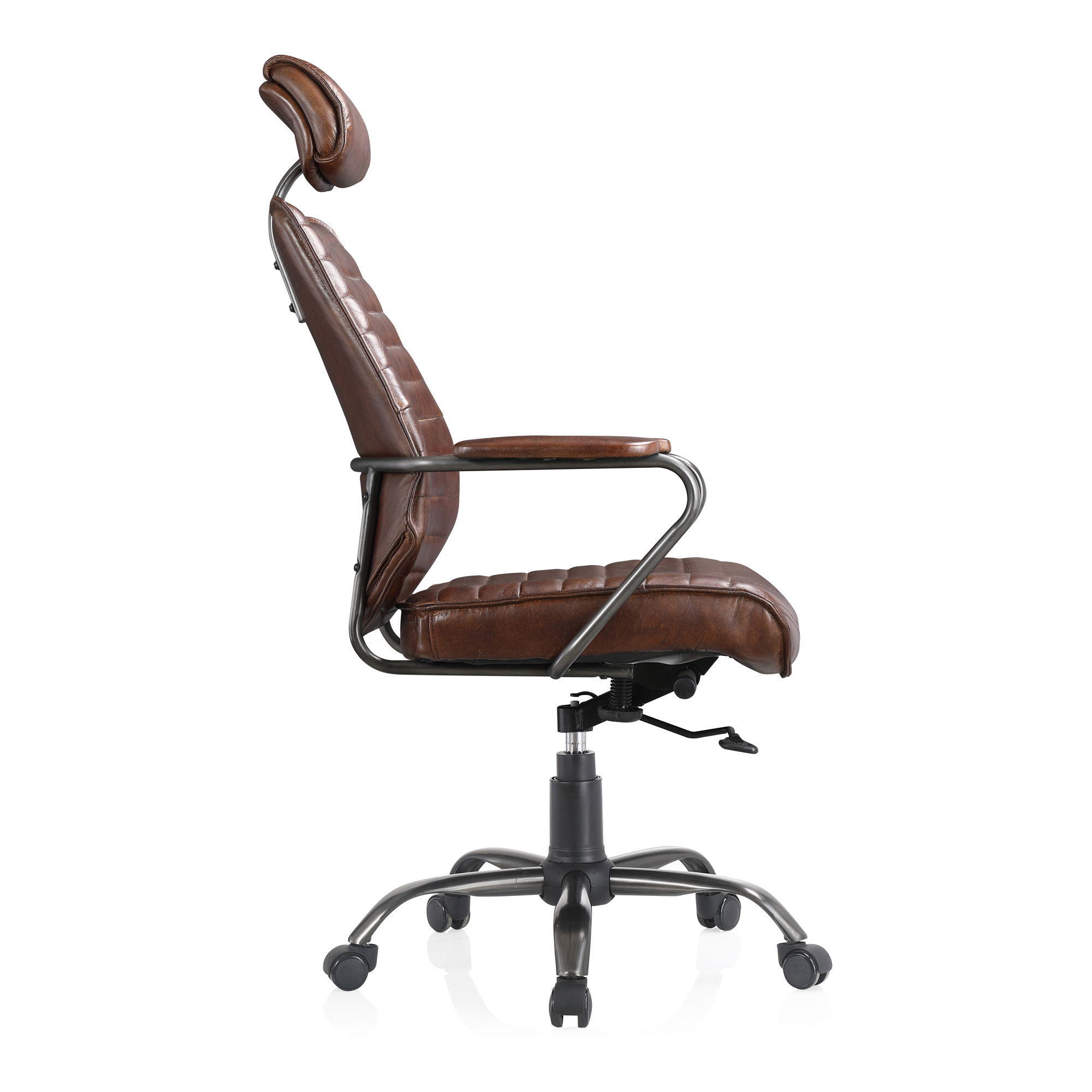 Executive Office Chair Dark Brown Leather, by Moe's Home, 25.5" width x 45" height x 26" depth View 3