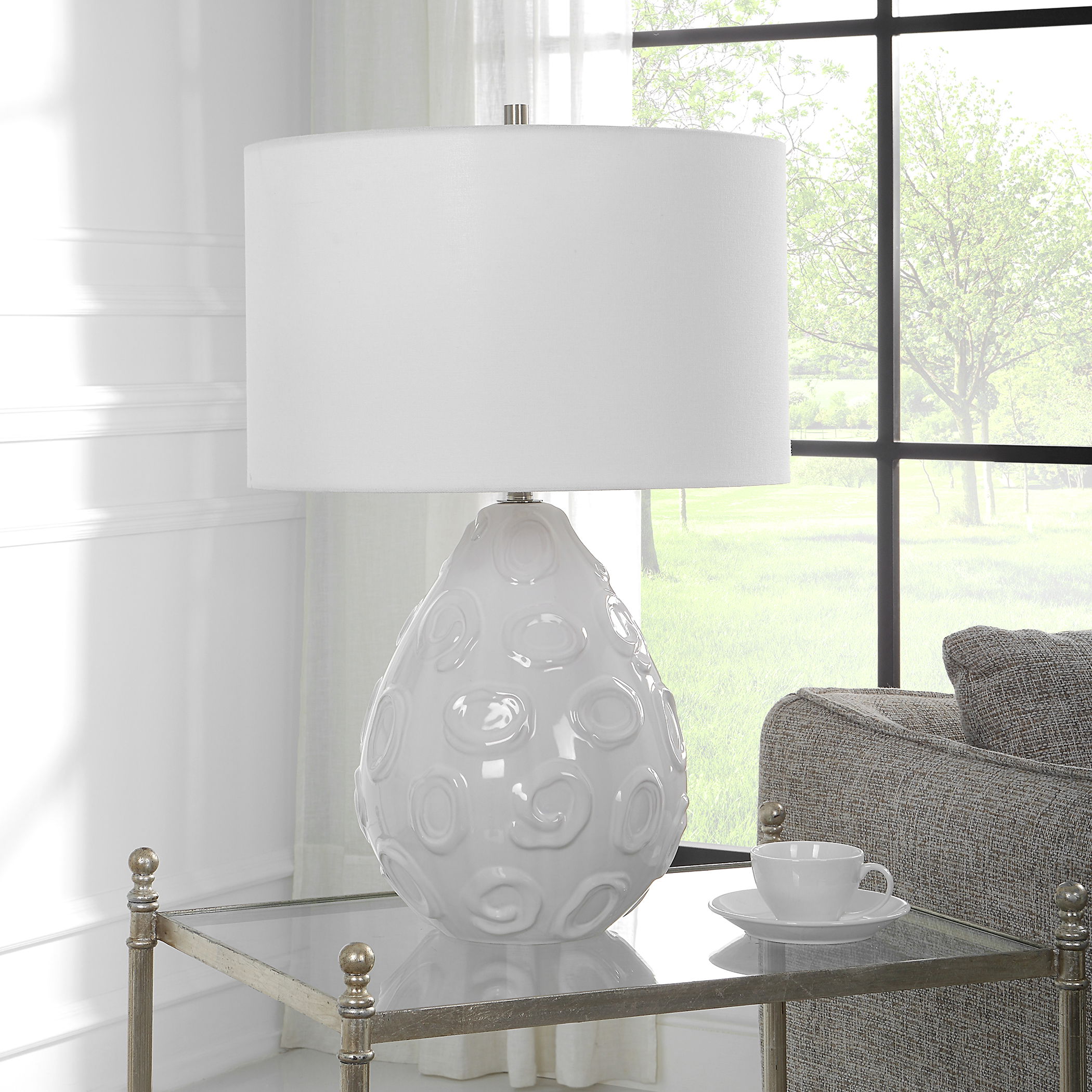 Loop White Glaze Table Lamp large image 