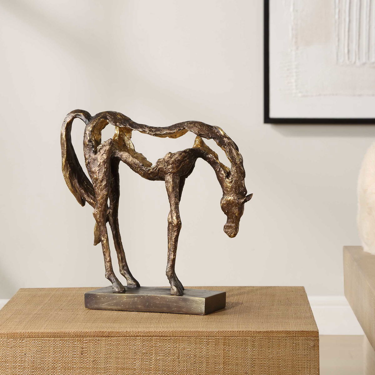 Openly Grazing Horse Sculpture, Figurines & Statue by Uttermost, 13" width x 13" height x 3.75" depth View 3