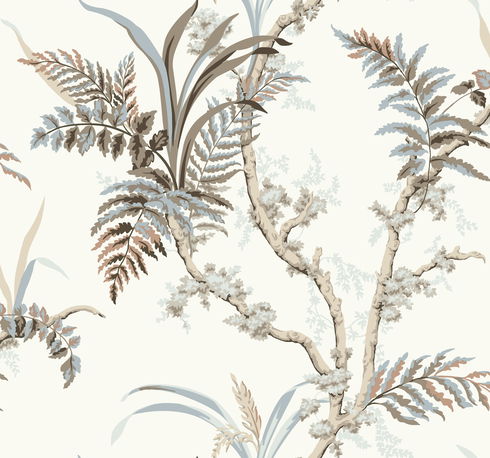 Enchanted Fern Beige & Grey Wallpaper