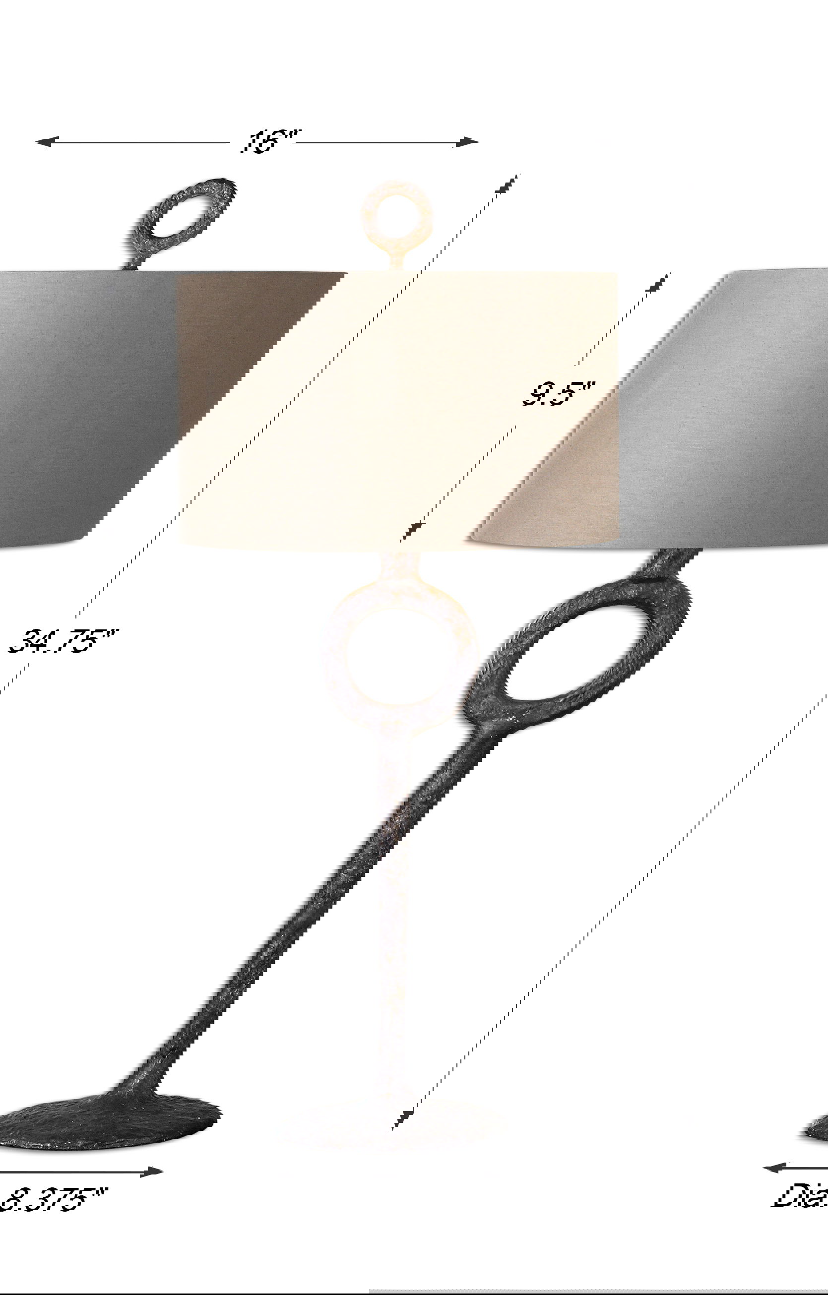 Ferro Cast Iron Table Lamp, by Uttermost, 16" width x 34.75" height x 16" depth View 3