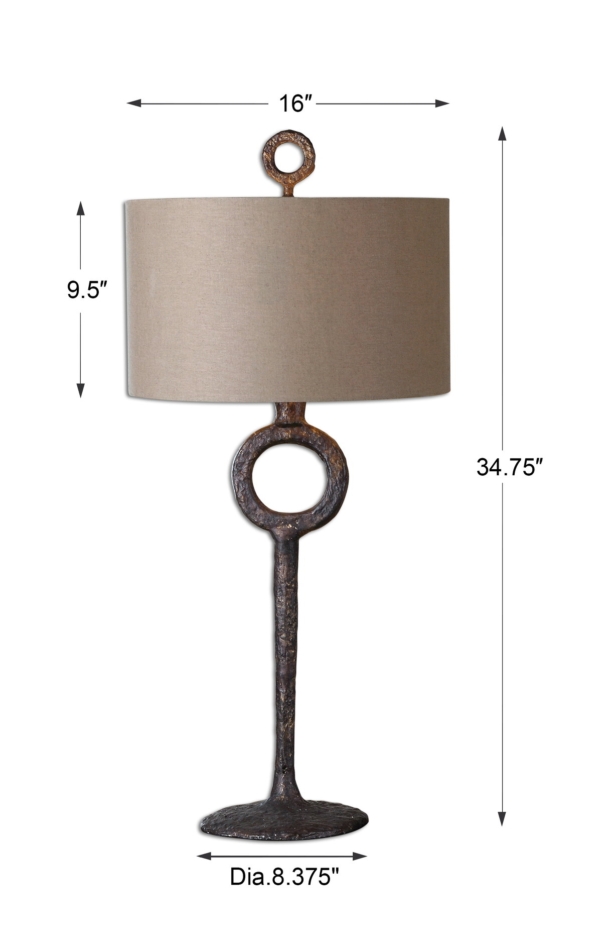 Ferro Cast Iron Table Lamp, by Uttermost, 16" width x 34.75" height x 16" depth View 3