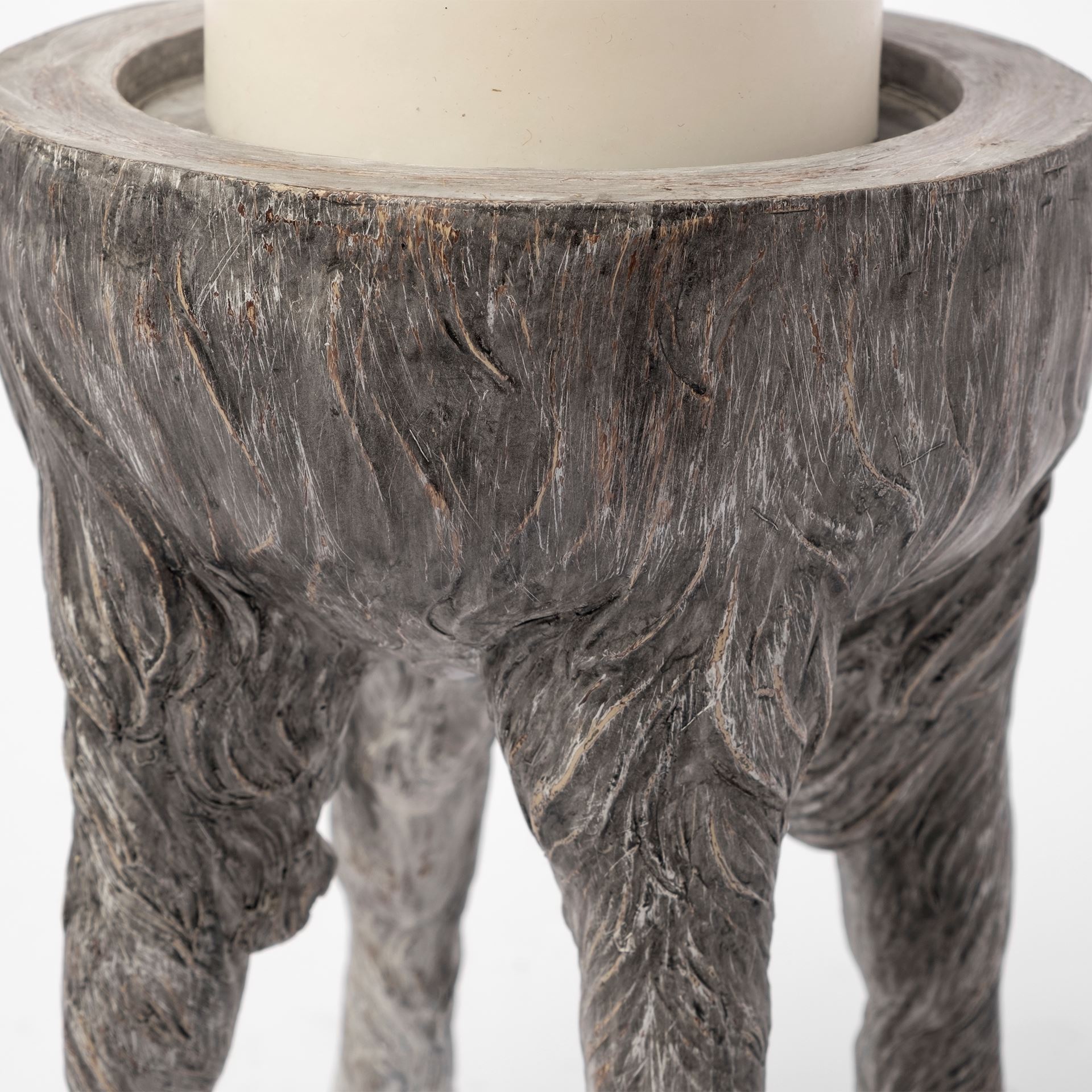 Pan Large Gray Ceramic Hoofed Table Candle Holder, Candles & Candle Holder by Mercana, 5" length x 5" width x 9" height View 3