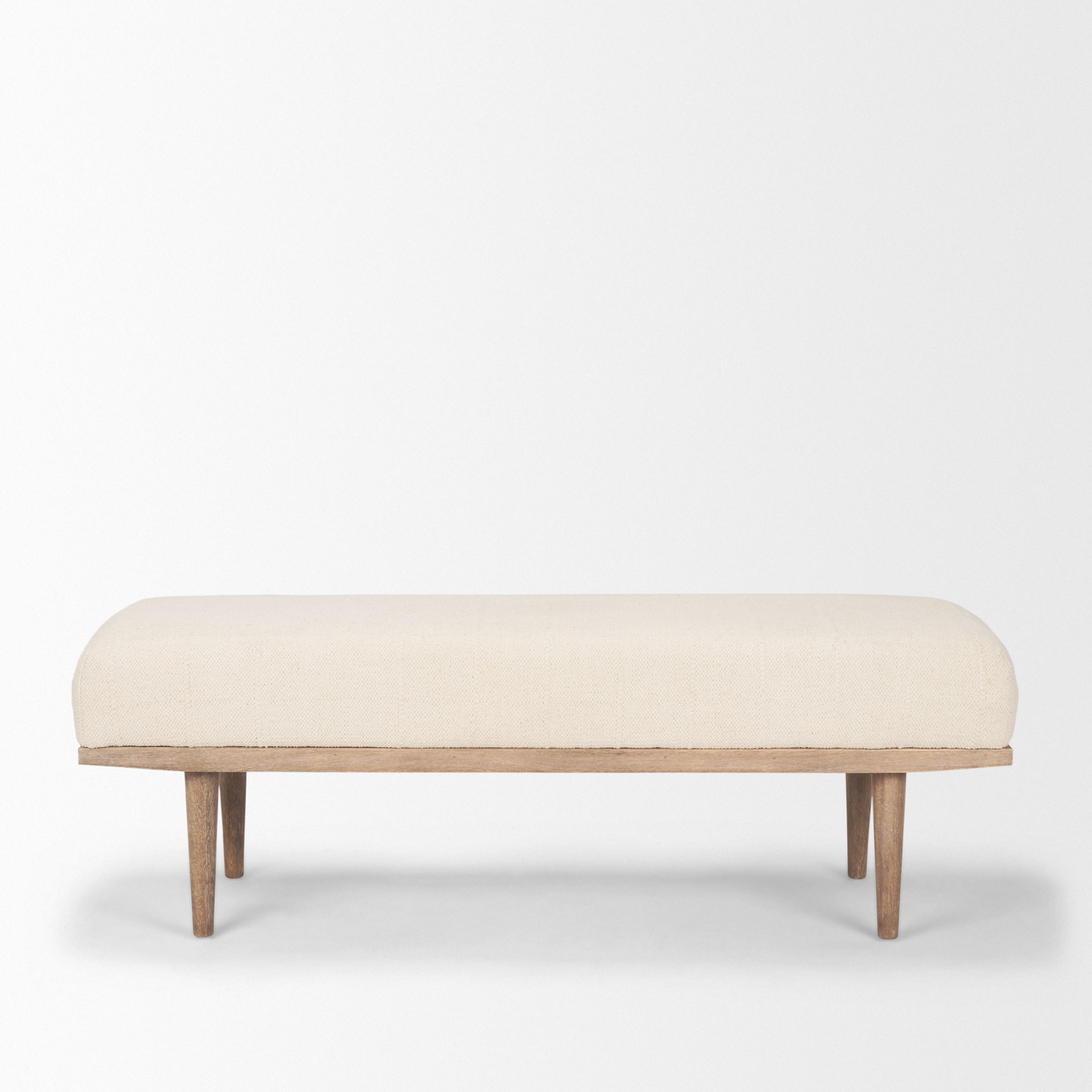 Shae Brown Wood with Oatmeal Fabric Bench large image 