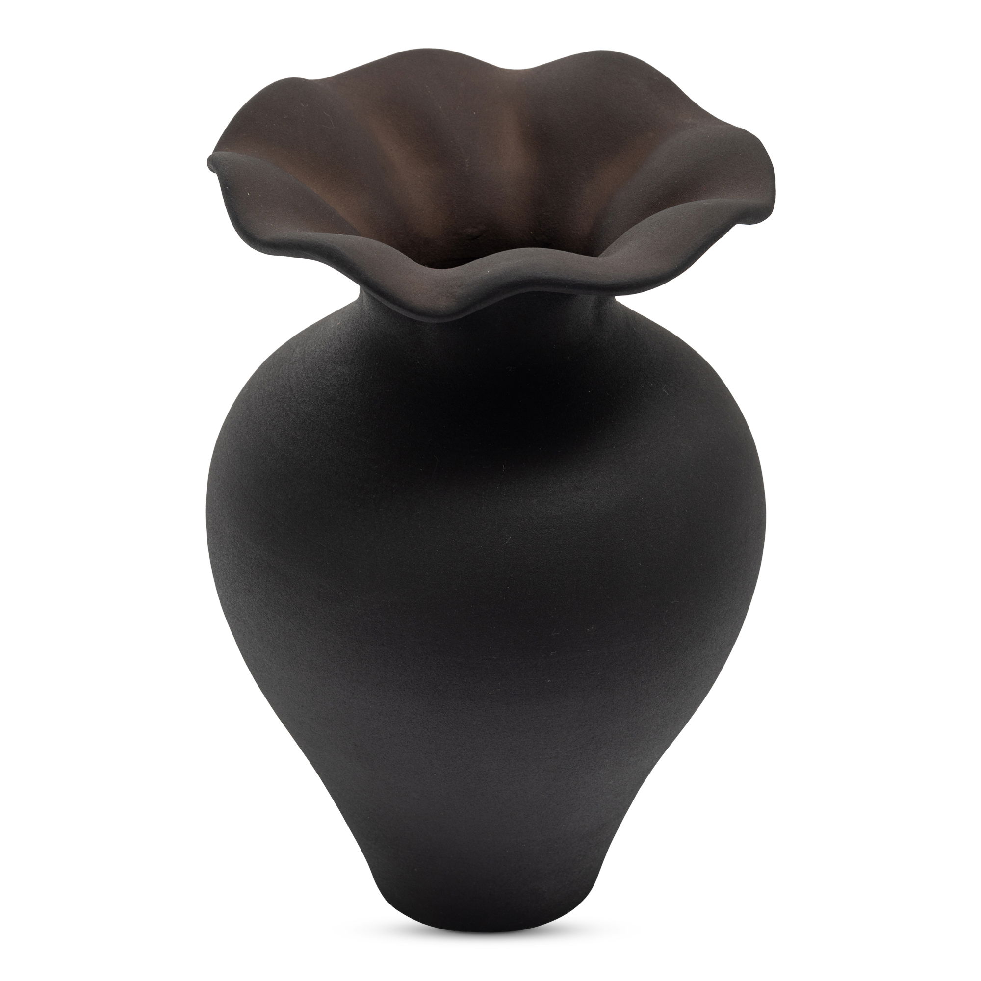 Ruffle 12 Inch Decorative Vessel Black large image 