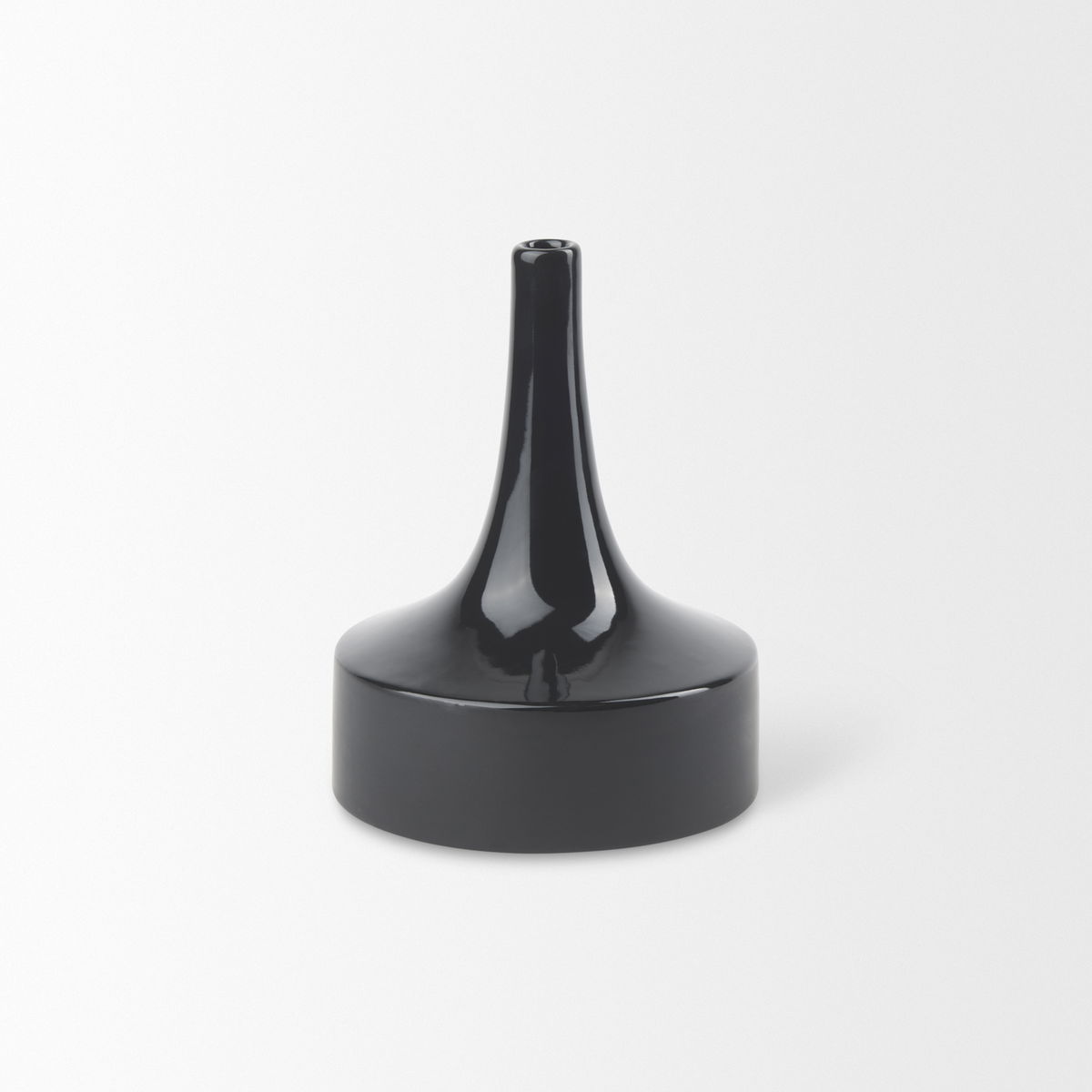 Burton 8.3H Small Glossy and Matte Black Ceramic Jug Vase, Decorative Jar by Mercana, 6.1" length x 6.1" width x 8.27" height View 3