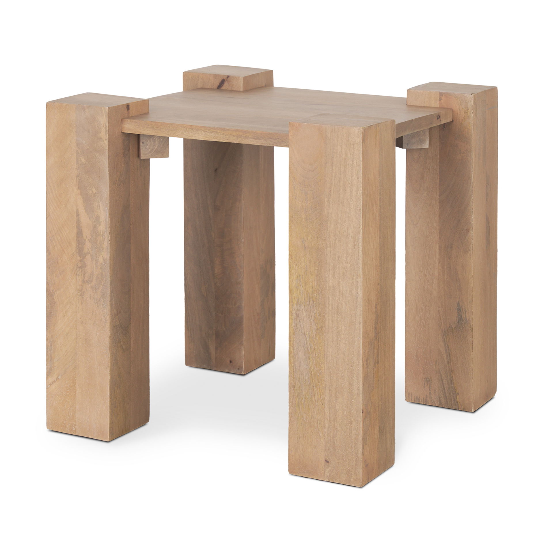 Beth Light Brown Wood Square Accent Table, Side & End Table by Mercana, 23" length x 23" width x 21.75" height View 1