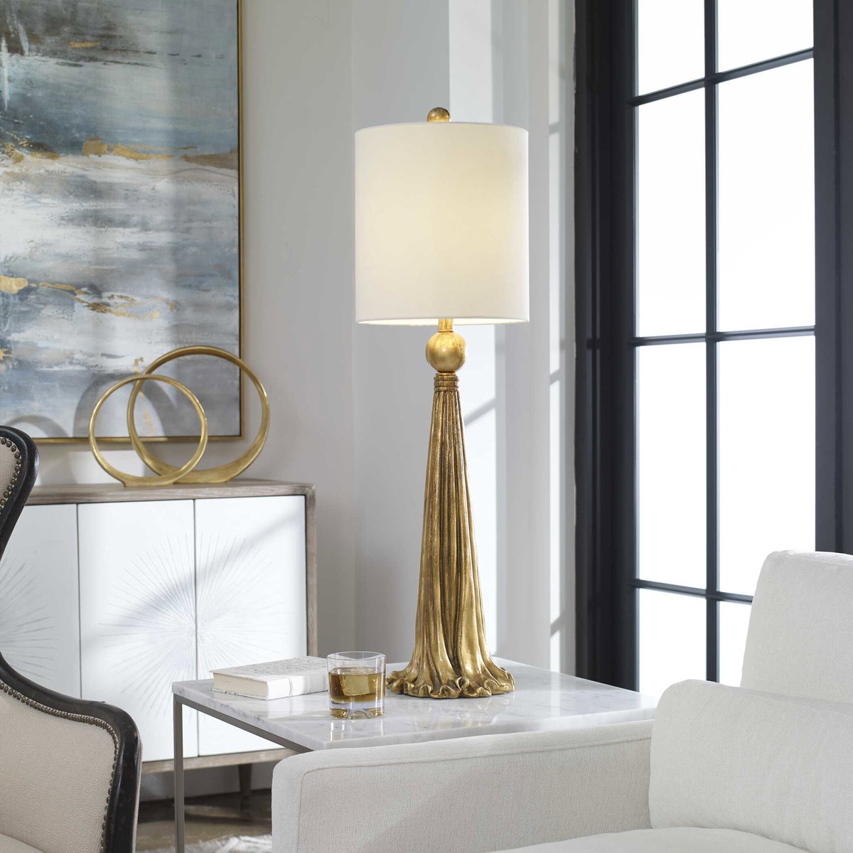 Paravani Metallic Gold Lamp, by Uttermost, 11" width x 3' height x 11" depth View 5