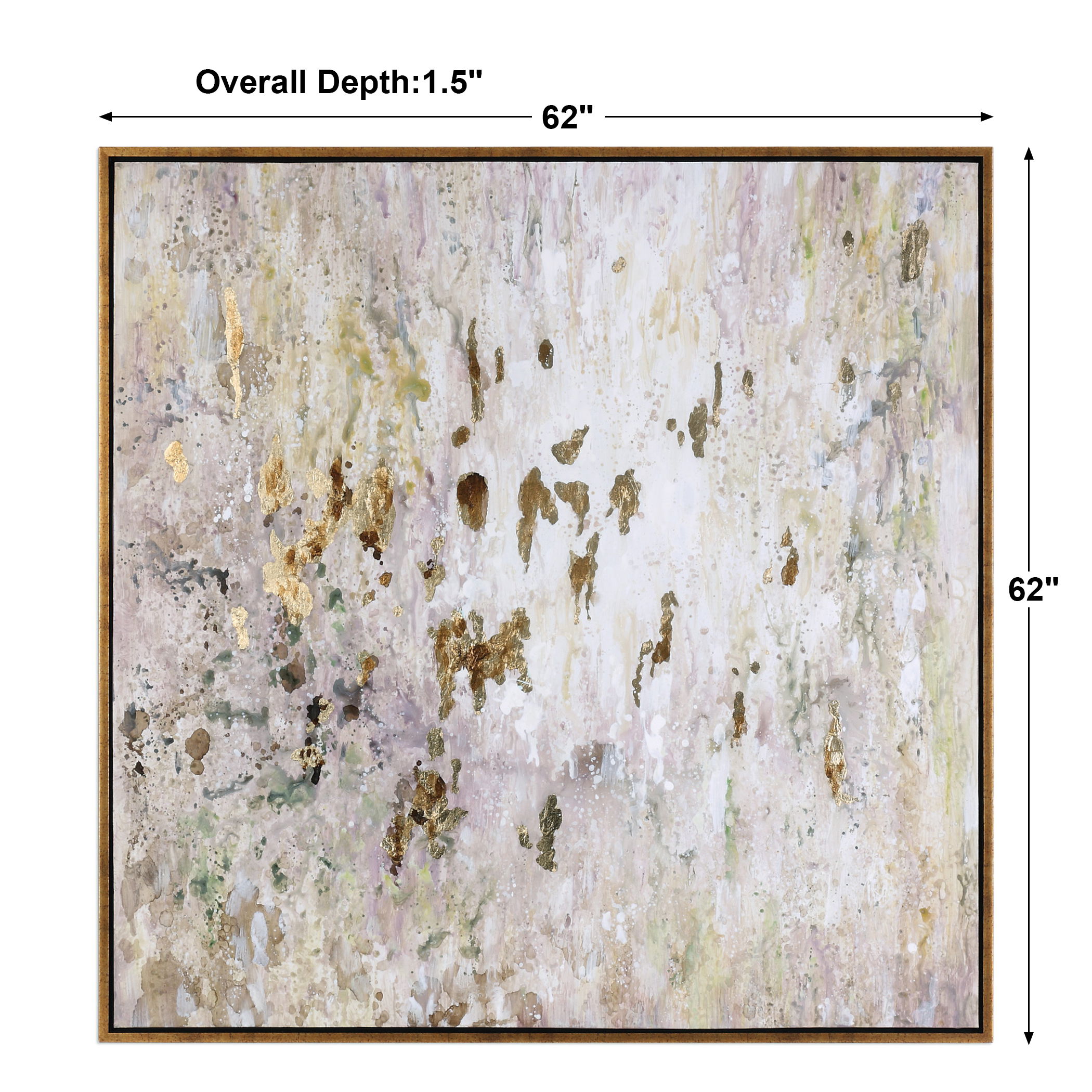 Golden Raindrops Modern Abstract Art, Painting by Uttermost, 62" width x 62" height x 1.5" depth View 3