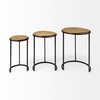 Glover (Set of 3) 20L x 20W Brown Wood Round Top with Metal Nesting Accent Tables, Side & End Table by Mercana, 20.08" length x 20.08" width x 26.38" height thumbnail 8