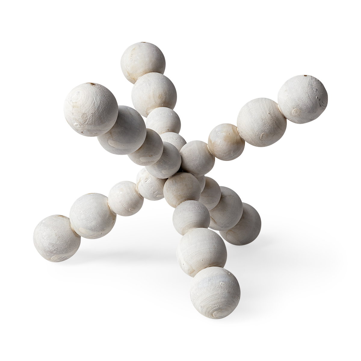 Carrollton II (Large) 9L x 9W Off-White Geometric Wood Ball Jack, Decorative Object by Mercana, 9.06" length x 9.06" width x 9.06" height View 1