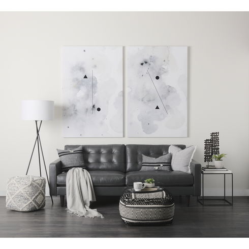 Garima Black/White Wool and Cotton Patterned Pouf