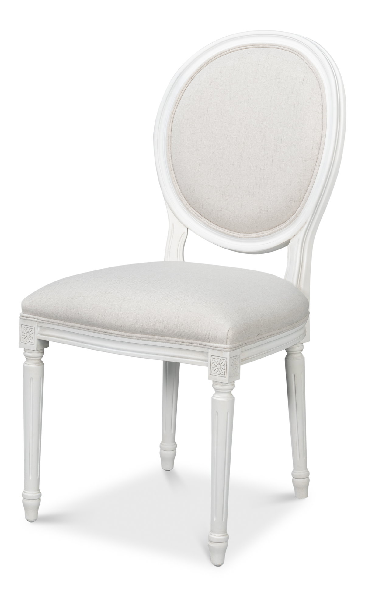 Hugo Oval Side Chair  Cortina White, by Sarreid, 1'11" length x 1" width x 3'2" height View 1