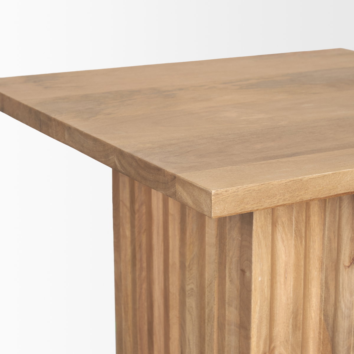 June Light Brown Wood with Fluting Square Side Table, Side & End Table by Mercana, 24" length x 24" width x 22" height View 8
