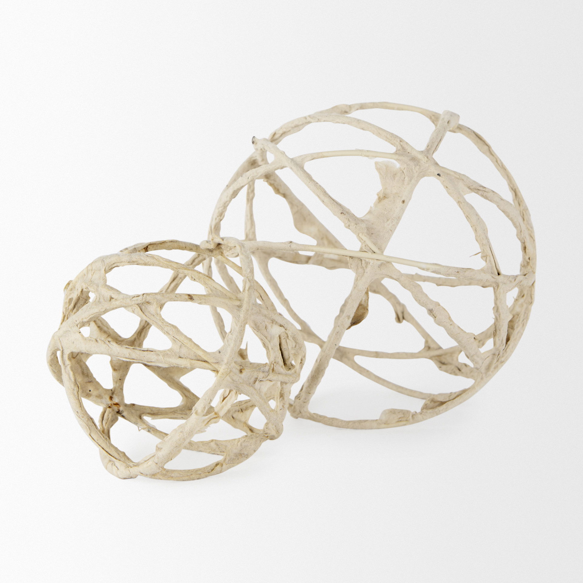 Kali  Small Beige Decorative Metal and Paper Object, Decorative Object by Mercana, 4.53" length x 4.53" width x 4.53" height View 4