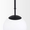 Edie Matte Black Metal with Frosted Glass Globe 1-Light Pendant, by Mercana, 12" length x 12" width x 54" height thumbnail 7