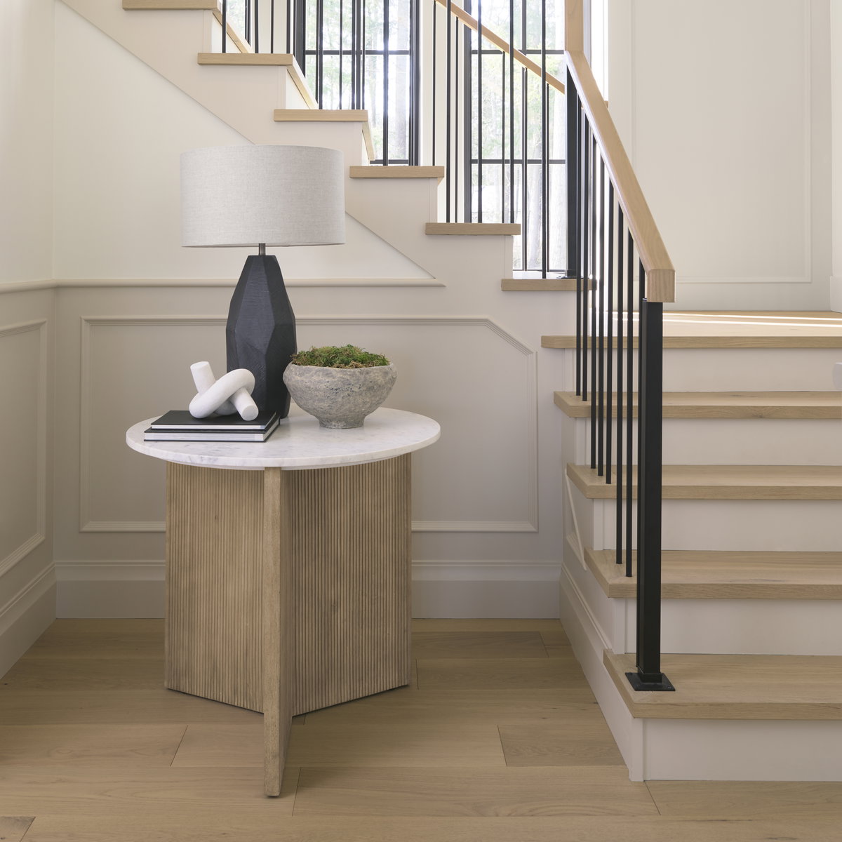 Piven Black with Gray Wash Textured Ceramic Table Lamp, by Mercana, 18" length x 18" width x 29.5" height View 2