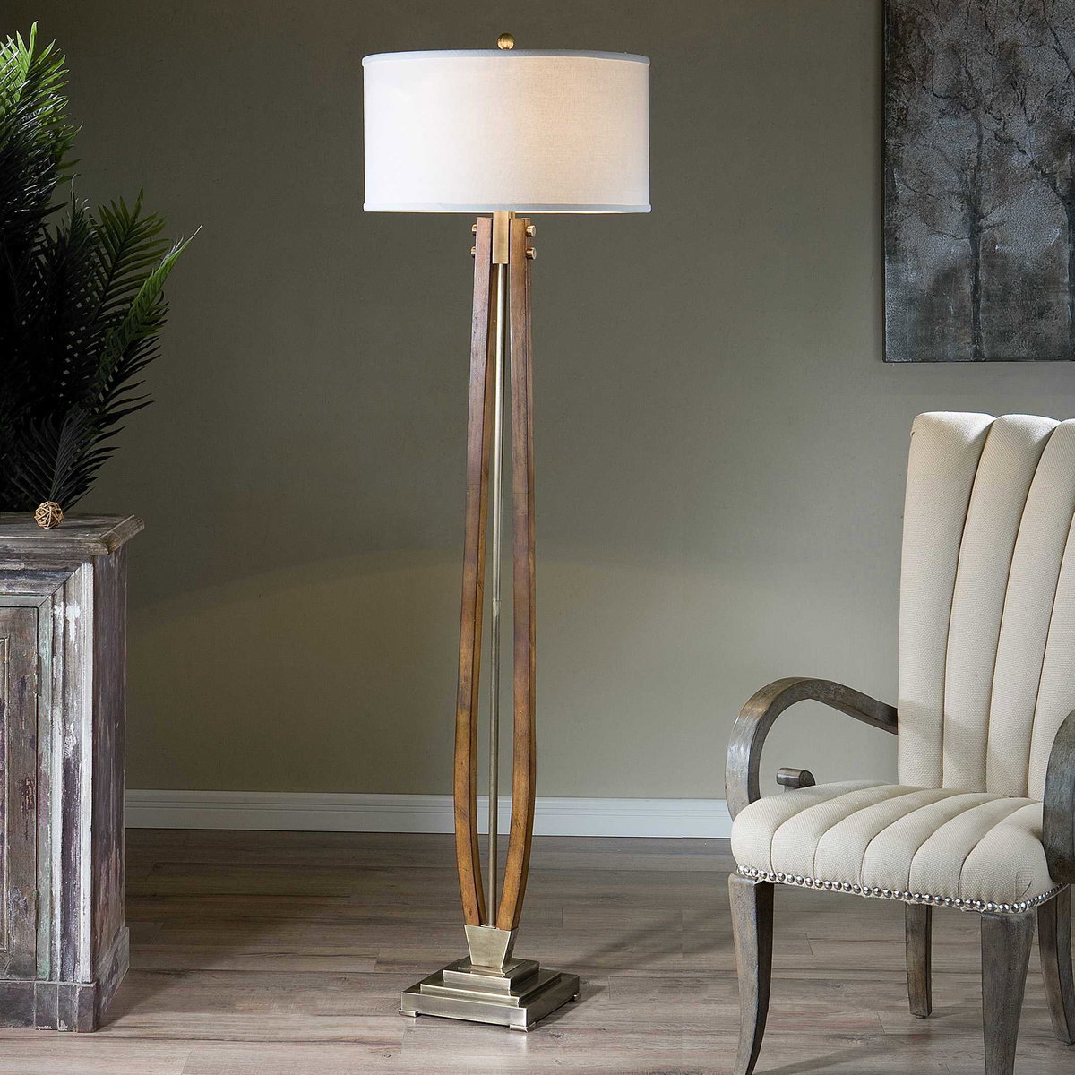 Boydton Burnished Wood Floor Lamp, by Uttermost, 19" width x 66.5" height x 19" depth View 2