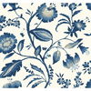 Watercolor Jacobean Blue & White Wallpaper, by York Wall, 27' length x 2'3" width x 0.02" depth thumbnail 1