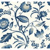 Watercolor Jacobean Blue & White Wallpaper, by York Wall, 27' length x 2'3" width x 0.02" depth thumbnail