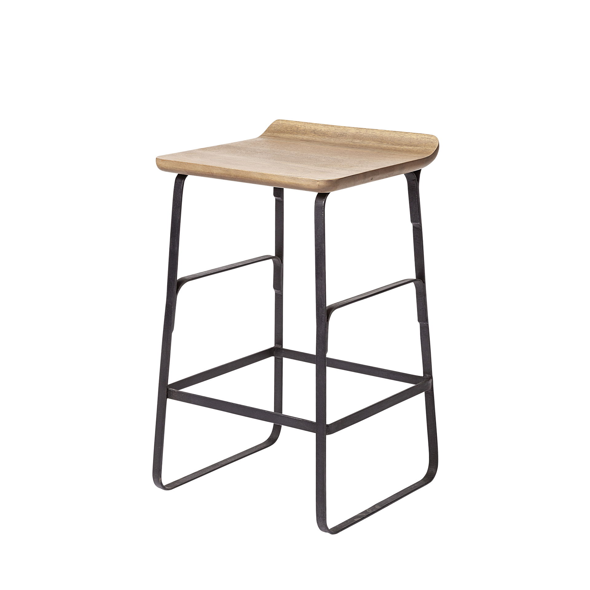 Conan 25' Seat Height Brown Wood Seat Black Metal Frame Counter Stool, Counter & Bar Stool by Mercana, 15" length x 15" width x 25" height View 1