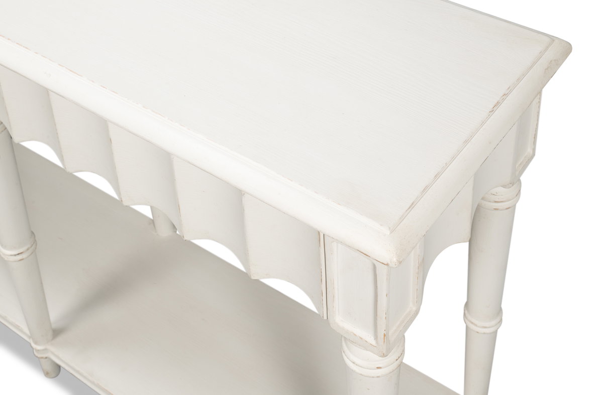 Chantal Console Table Antique White, by Sarreid, 1'6" length x 7'9" width x 3' height View 11
