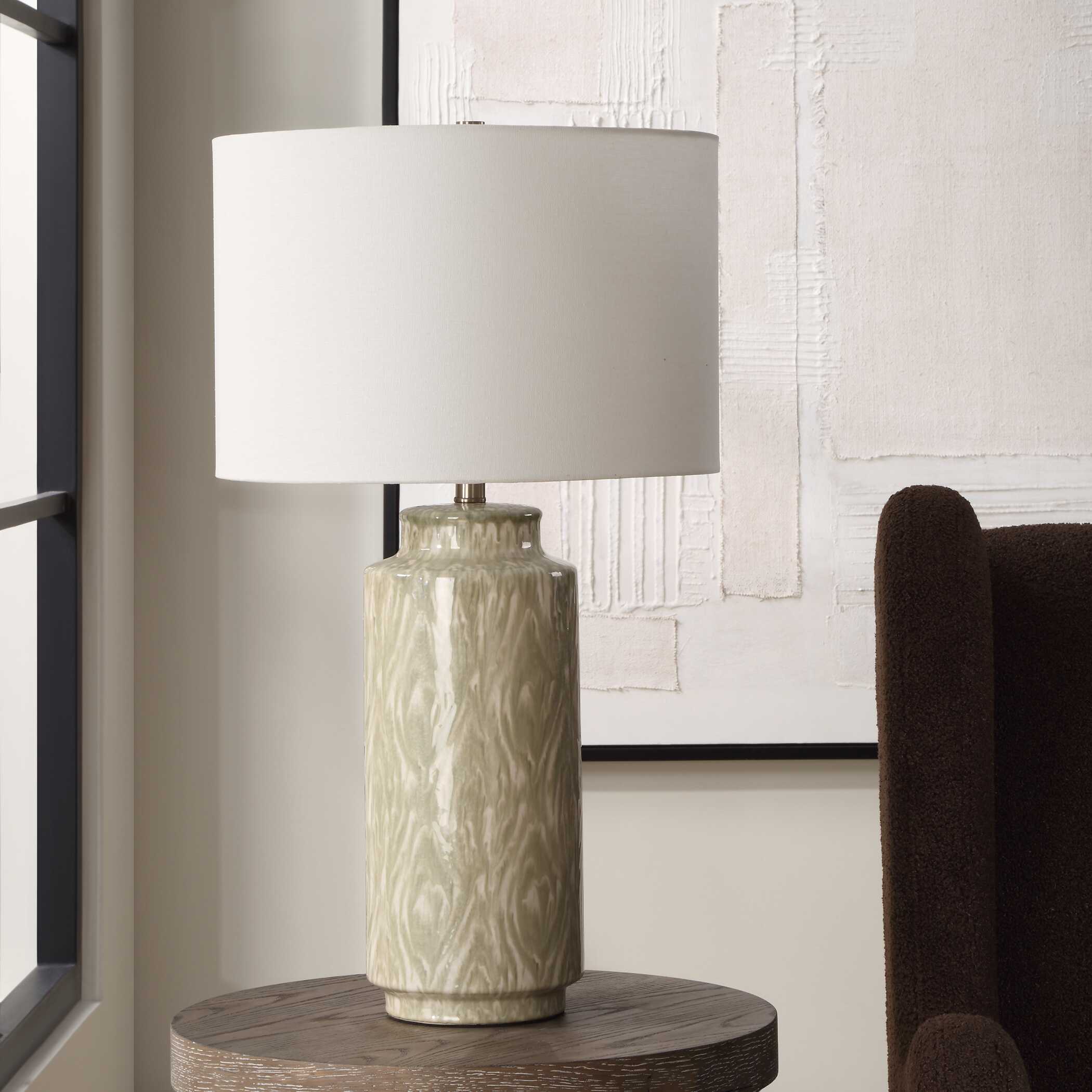 Laurel Sage Ceramic Table Lamp, by Uttermost, 16" width x 28" height x 16" depth View 4