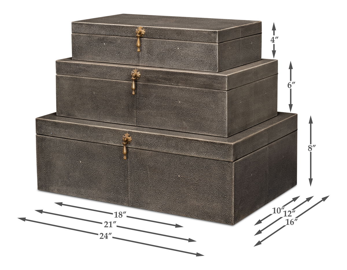 Cosmos Nesting Boxes  Set Of Three, by Sarreid, 1'4" length x 2' width x 8" height View 16