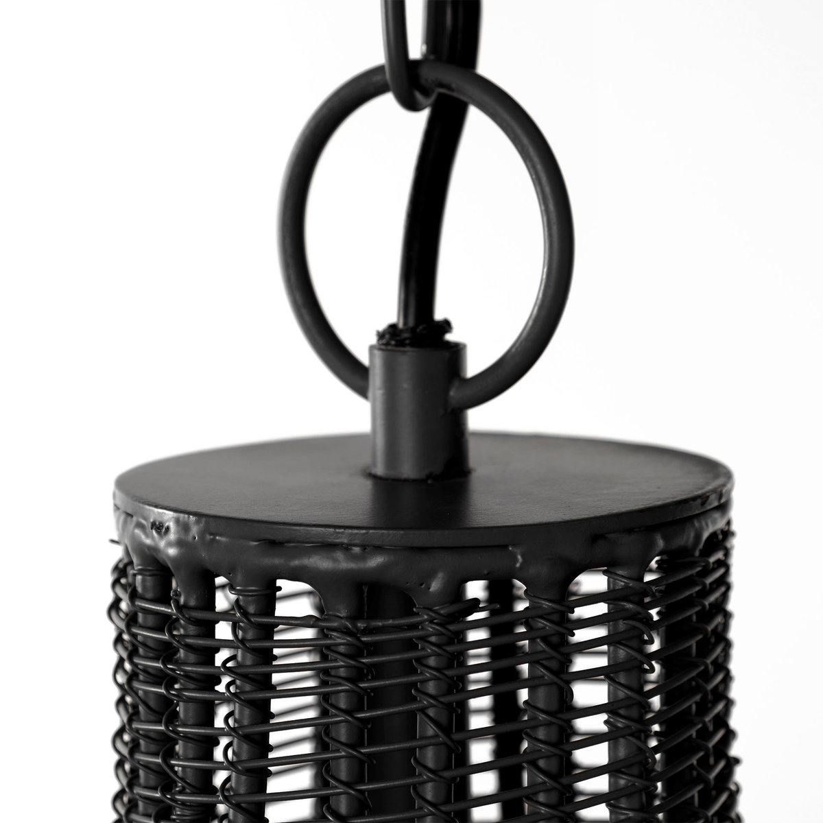 Camila (40'x31') Black Metal Mesh-Style Four Bulb Chandelier, by Mercana, 40" length x 40" width x 31" height View 7