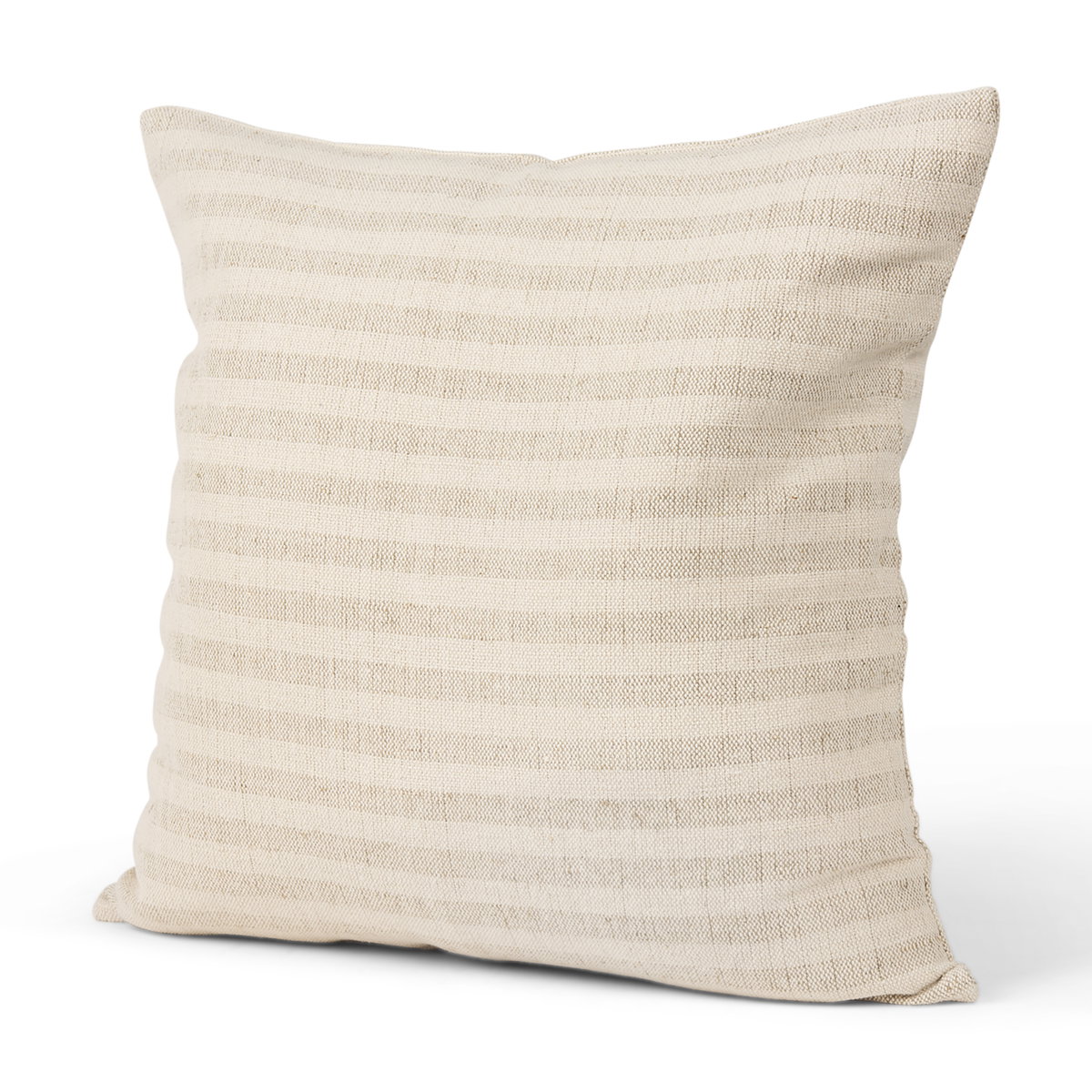 Jace Cream with Beige Stripe Linen-Cotton Square Decorative Pillow Cover, by Mercana, 22" length x 22" width x 0.2" height View 1