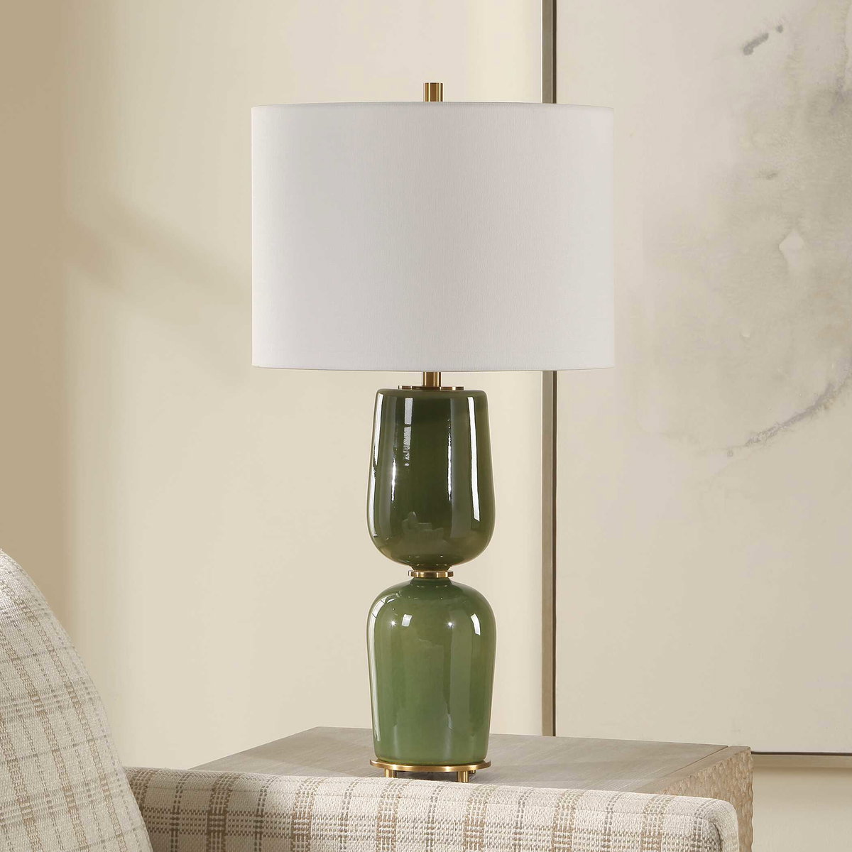 Meyer Green Table Lamp, by Uttermost, 14" width x 27" height x 14" depth View 3