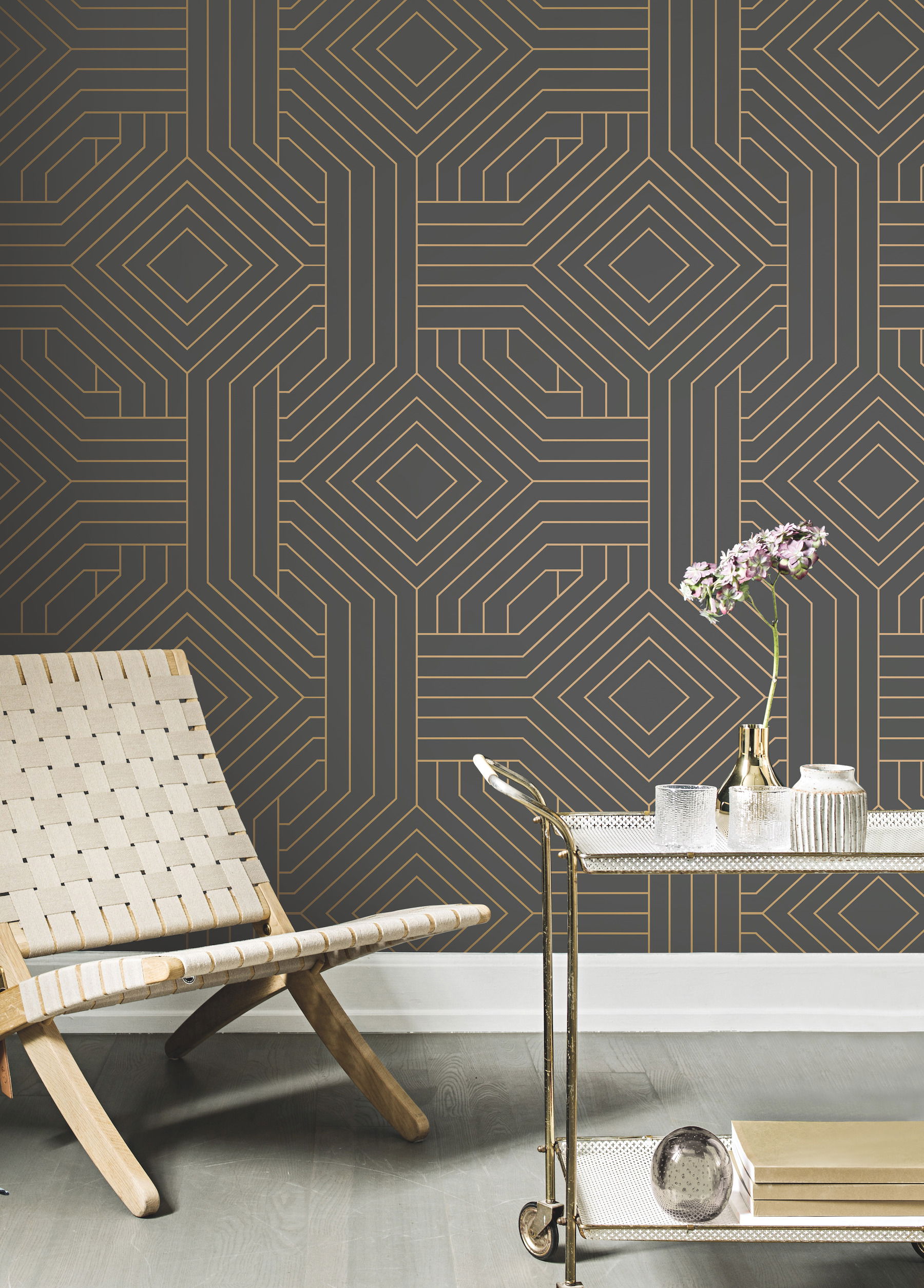 Diverging Diamonds Dark Grey Wallpaper large image 