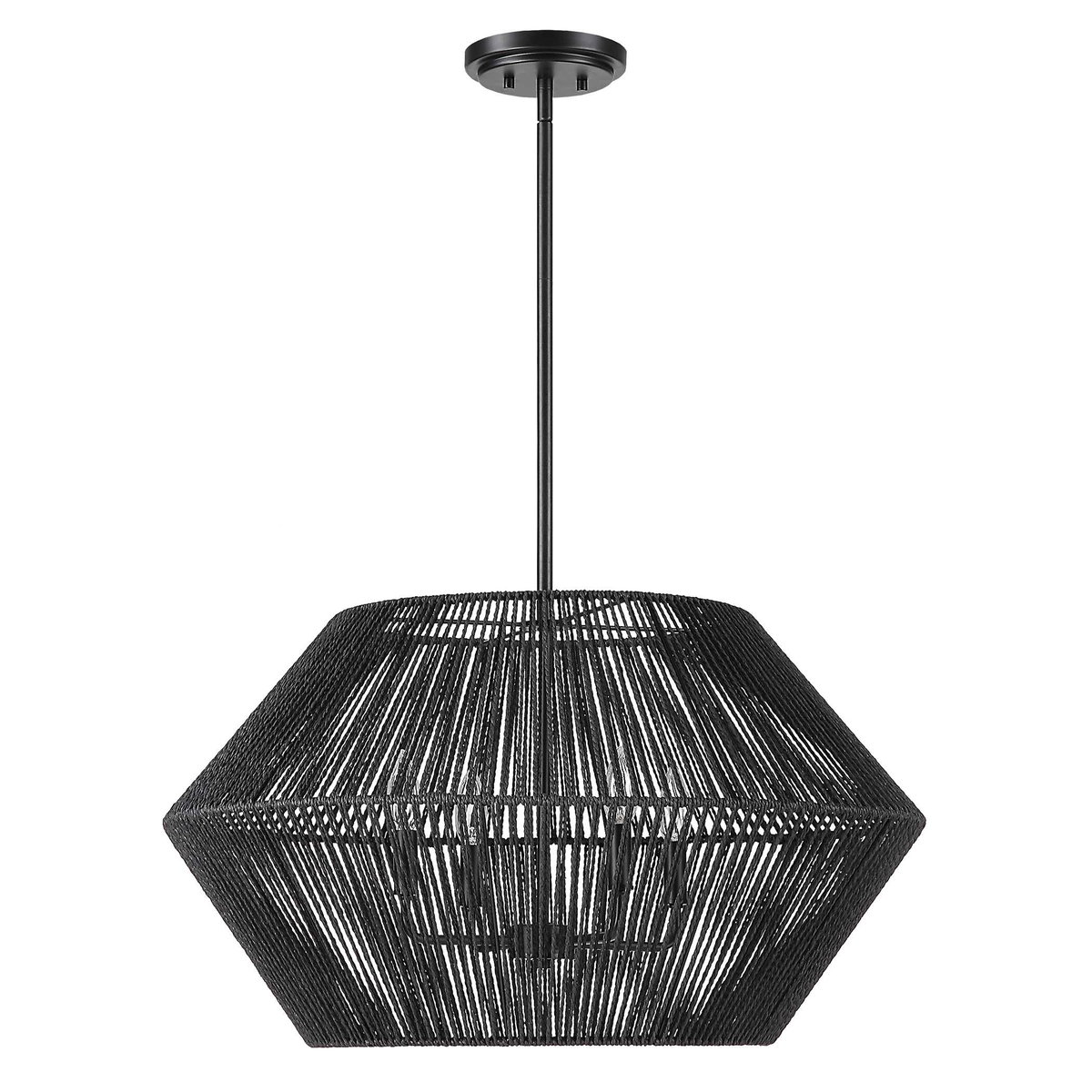 Suva 4 Light Black Rope Pendant, by Uttermost, 28" width x 16.25" height x 28" diameter View 5