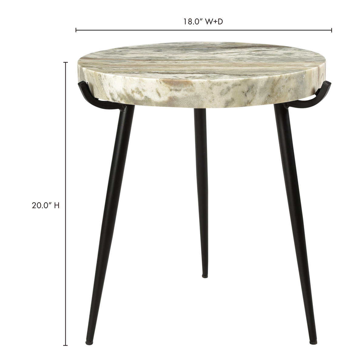 Brinley Accent Table Marble, Side & End Table by Moe's Home, 18" width x 20" height x 18" depth View 5