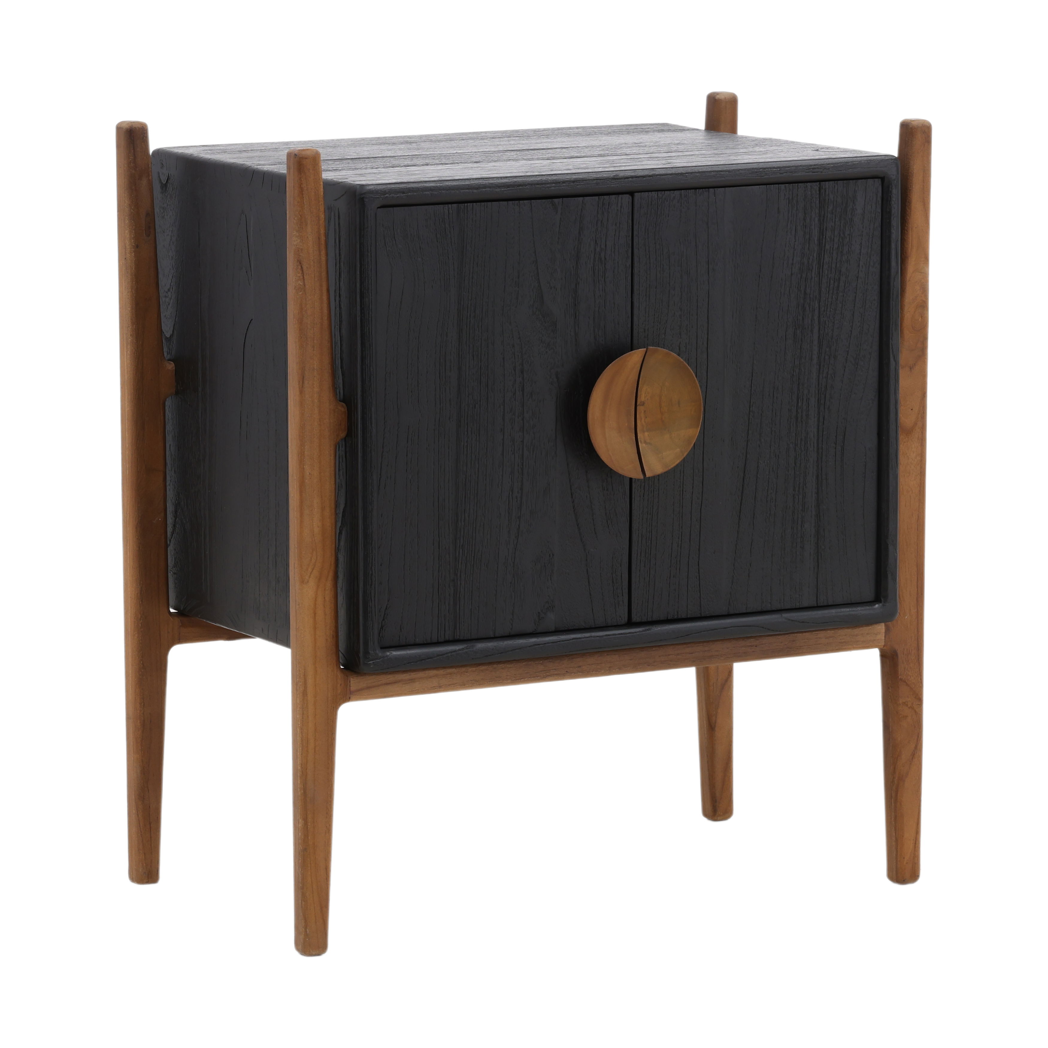 Emberly Nighstand Black, Nightstand by Dovetail, 26.57" width x 29.64" height x 18.11" depth View 1