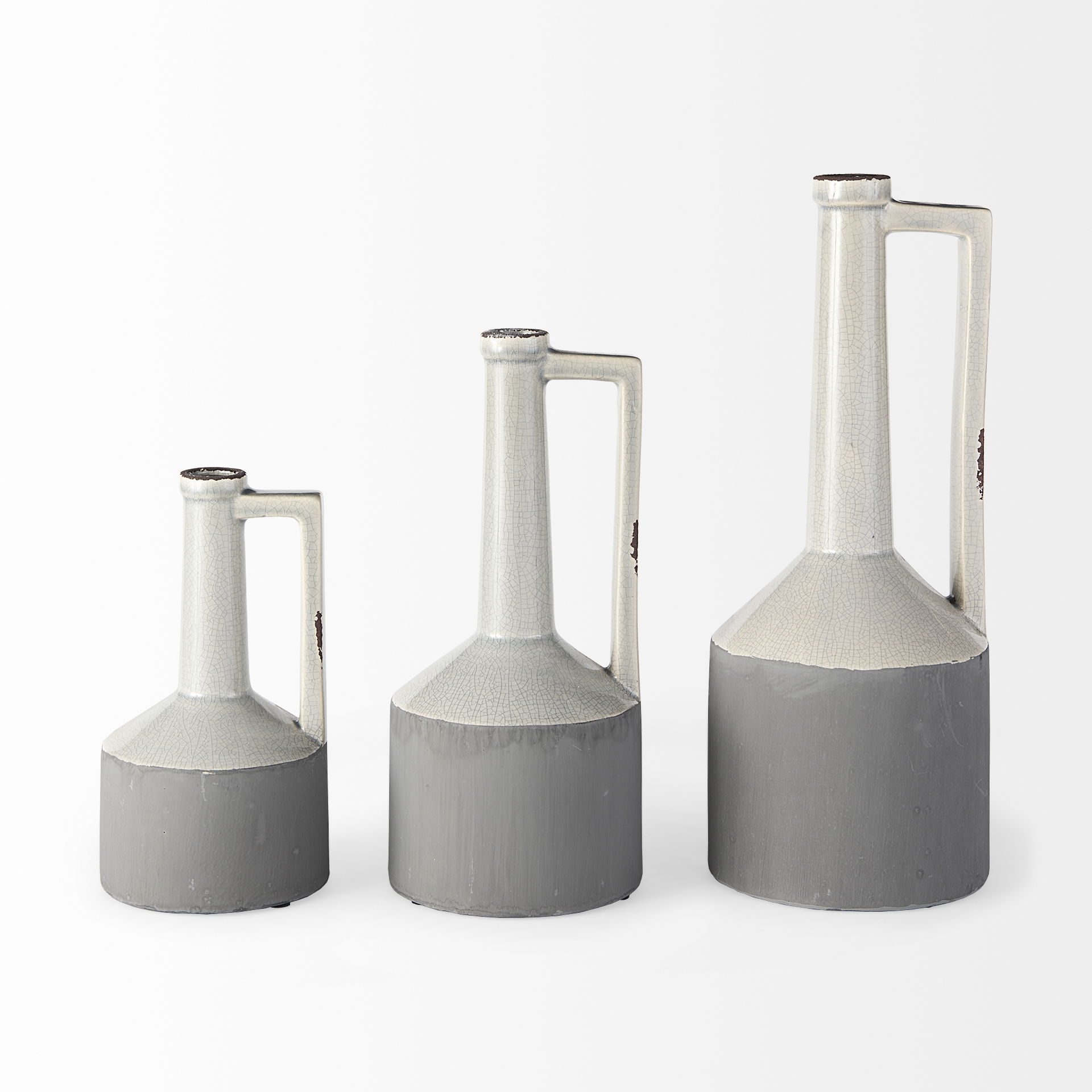 Burton 16.7H Large Two Tone Gray Ceramic Jug Vase, Decorative Jar by Mercana, 6.3" length x 6.3" width x 15.75" height View 7